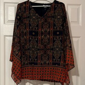 Wrangler Black and Orange Patterned Blouse